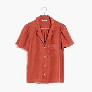 Madewell Silk Puff-Sleeve Camp Shirt